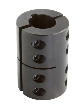 1" 2 Piece Split Clamp Coupler with Set Screws - Keyway - Black Oxide 2CC-100-100-KW
