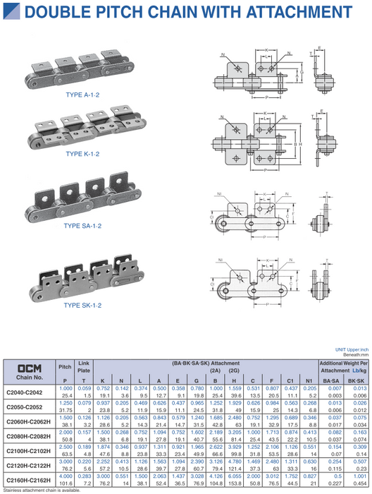 C2060H-K2-C/L Attachment Connecting Link for C2060H Roller Chain