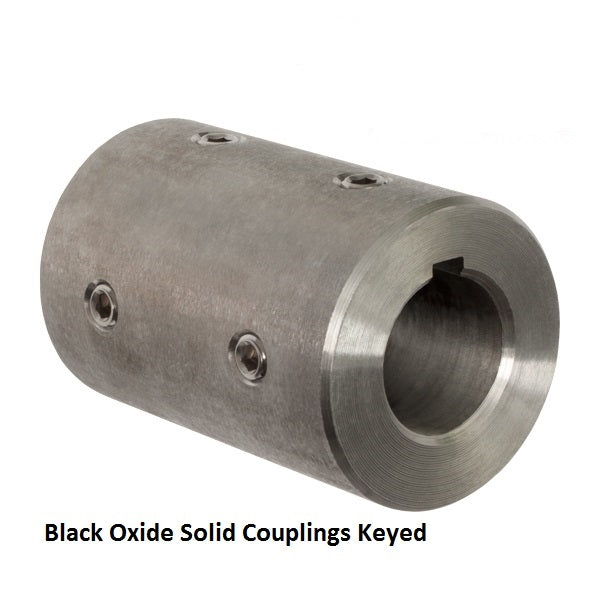 3/4"  Solid Rigid Set Screw Coupler Black Oxide With Key Way  Set Screws