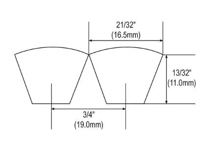 3R-BX150 Raw Edge Cogged V-Belt Banded - 3 Ribs - MBL (USA) Mfg - Type B V-Belt