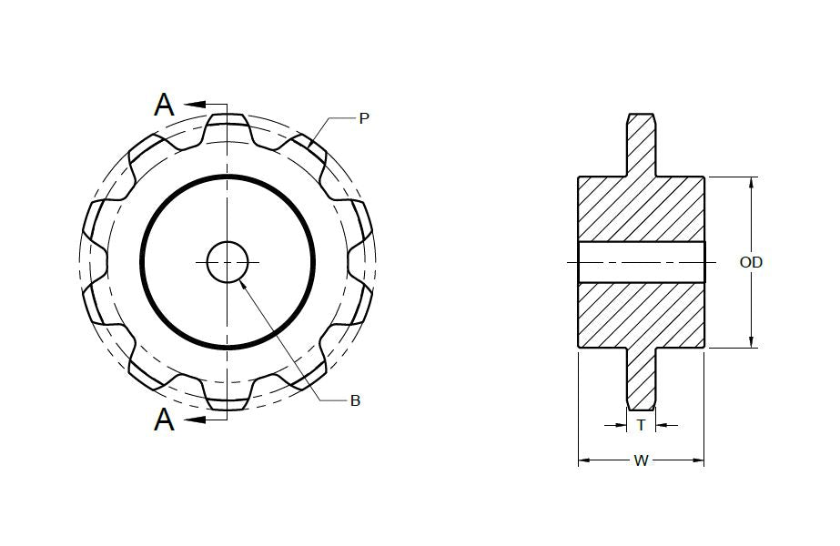 CAST88C08-SB (1") Type C Engineered Cast Sprocket - 2.609" Pitch - 8 Tooth