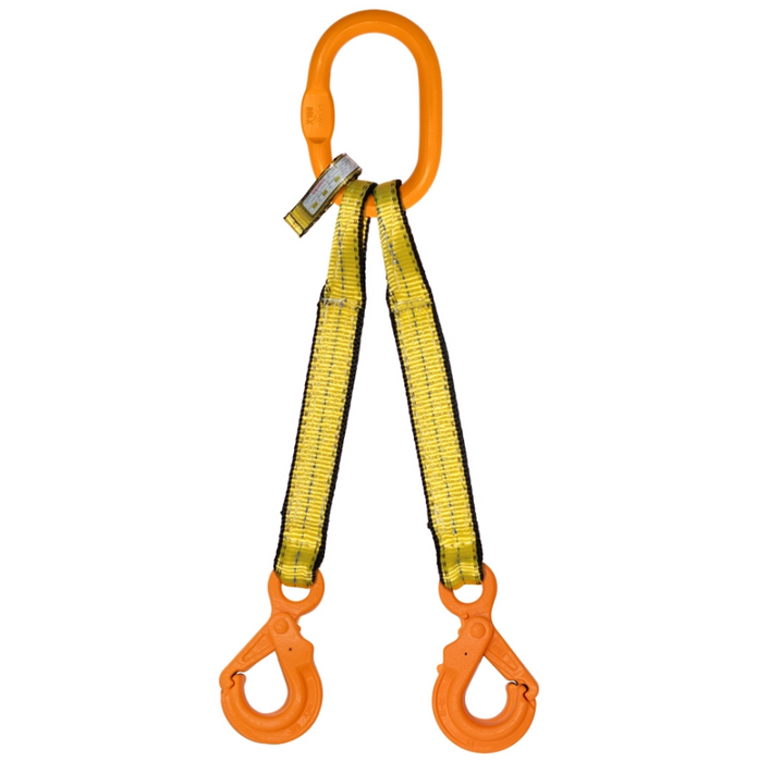 2" X 10FT Nylon & Polyester Web Bridle Slings - Flat Eye & Eye W/ Lock Hooks