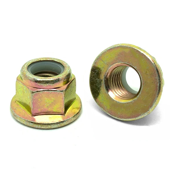 3/8"-24 Fine Grade G Hex Flange Lock Nuts - Yellow Zinc - 50 Pack