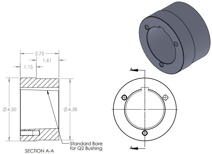 HQ2 Split Taper Bushed Weld on Hub