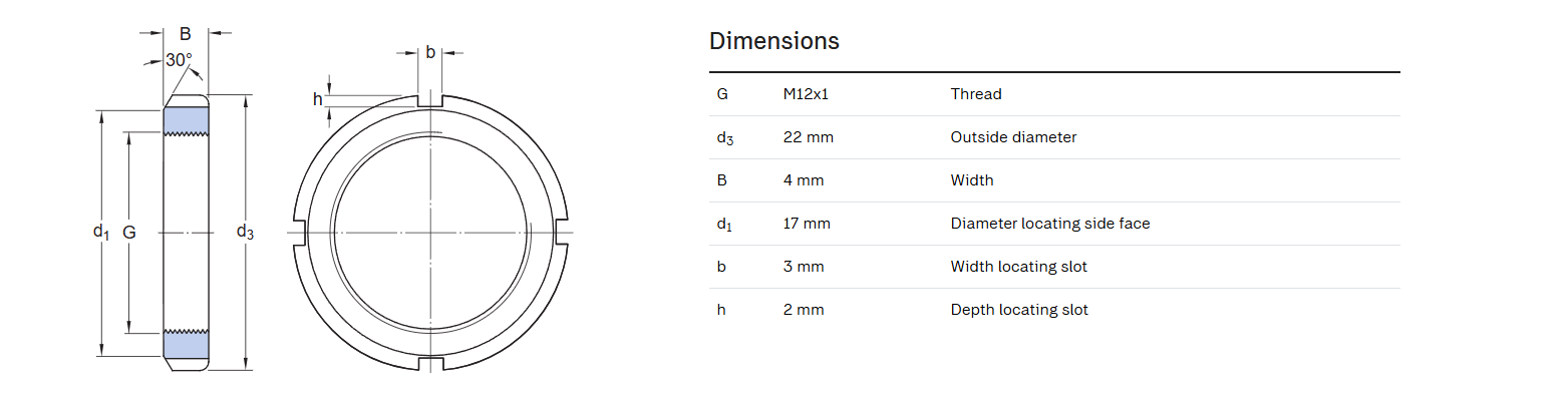 KM-01 Bearing Locknut M12-1.OP