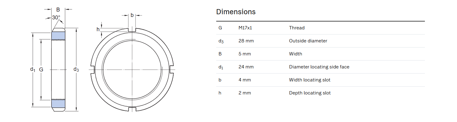 KM-03 Bearing Locknut M17-1.OP