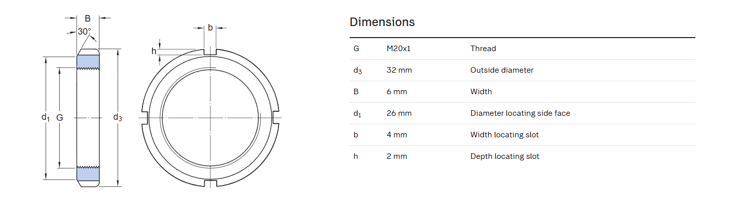 KM-04 Bearing Locknut M20-1.OP