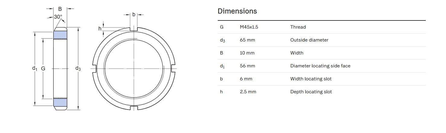KM-09 Bearing Locknut M45-1.5P