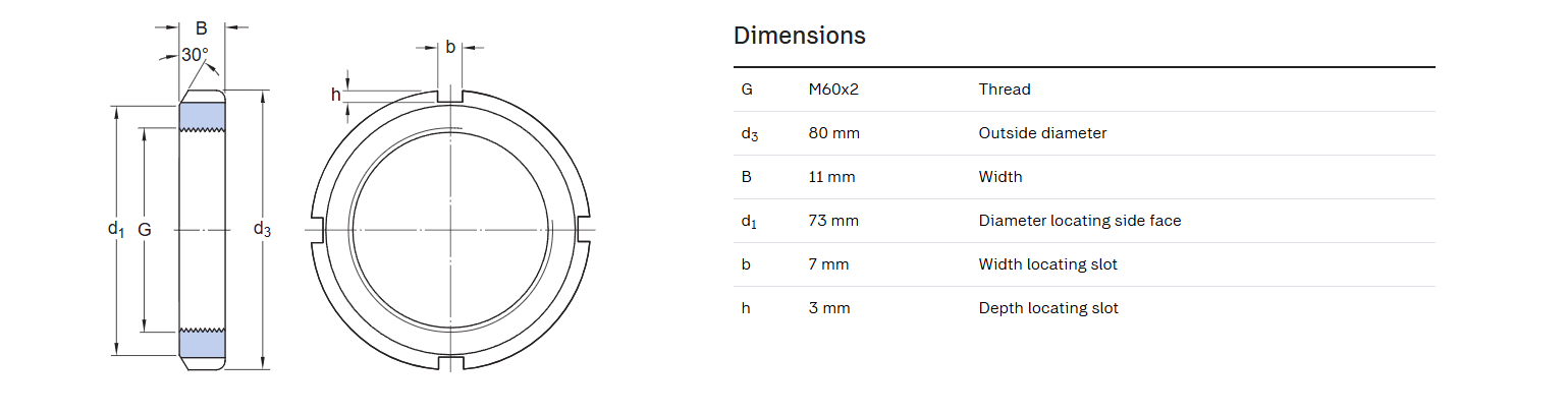 KM-12 Bearing Locknut M60-2.0P