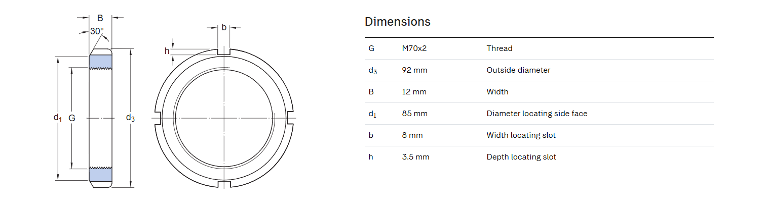KM-14 Bearing Locknut M70-2.0P