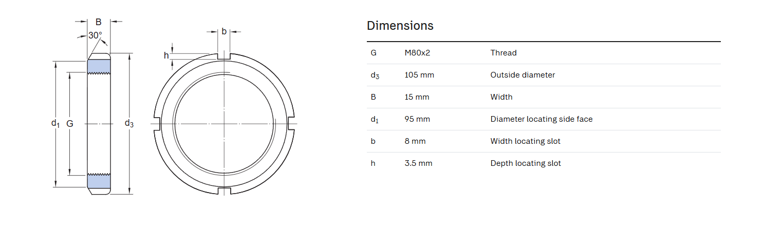 KM-16 Bearing Locknut M80-2.0P