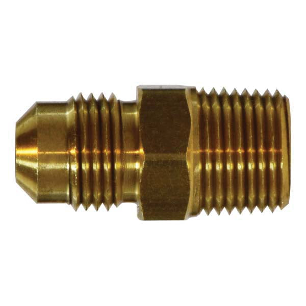 1/2" x 1/4" Brass Male Flare Adapter - SAE 45 Deg Flare - 5 Pack
