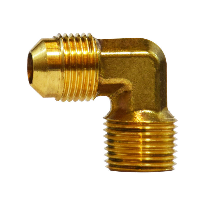 1/2" x 1/4" Brass Male Flare Elbow - SAE 45 Deg Flare - 2 Pack