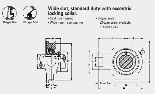 HCST-210 (50mm) Take Up Bearing Unit W/ Eccentric Locking Collar