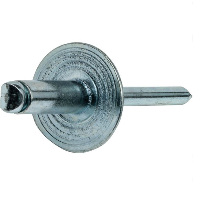 SBS-68L 3/16" Large Flange Head Blind Rivet - Steel/Steel - .376" to .500" Grip Range - 500 Pack