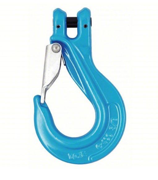 1/2" Grade 100 Clevis Sling Hook W/ Safety Latch - Forged Steel - Blue