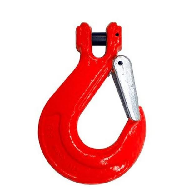 3/8" Grade 80 Clevis Sling Hook W/ Safety Latch - Red / Forged Steel - 2 Pack