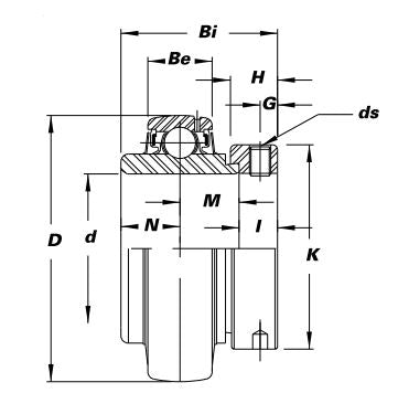 HC-206-20 Wide Inner Ring Insert Bearing W/ Eccentric Collar Locking 1-1/4", alt. bearing: NA