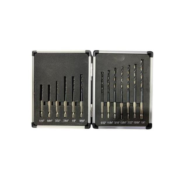 1/16" - 1/4" x 64ths 13 Piece KFD Hex Shank Set