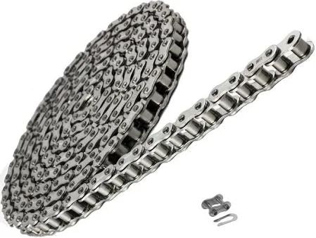 #50SS Stainless Riveted Roller Chain 10FT, 50FT or 100FT with Connecti ...