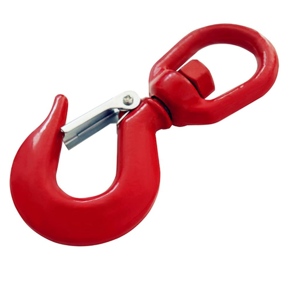 5Ton Grade 80 Swivel Eye Hoist Hook W/ Safety Latch Red / St