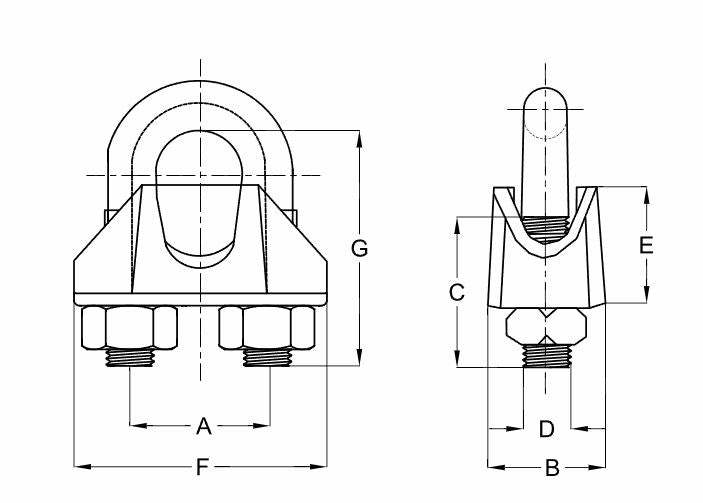 5/8" Malleable Wire Rope Clips - 10 Pack