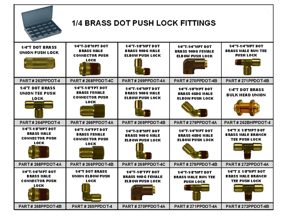 1/4 Brass D.O.T. Push Lock Fittings Assortment