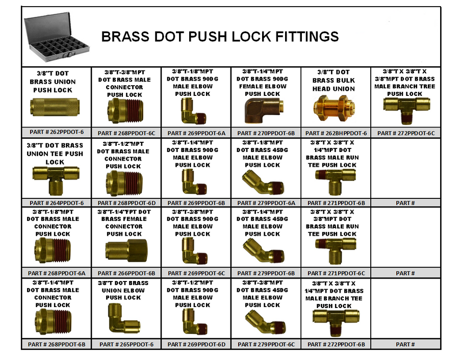 3/8 Brass D.O.T. Push Lock Fittings Assortment