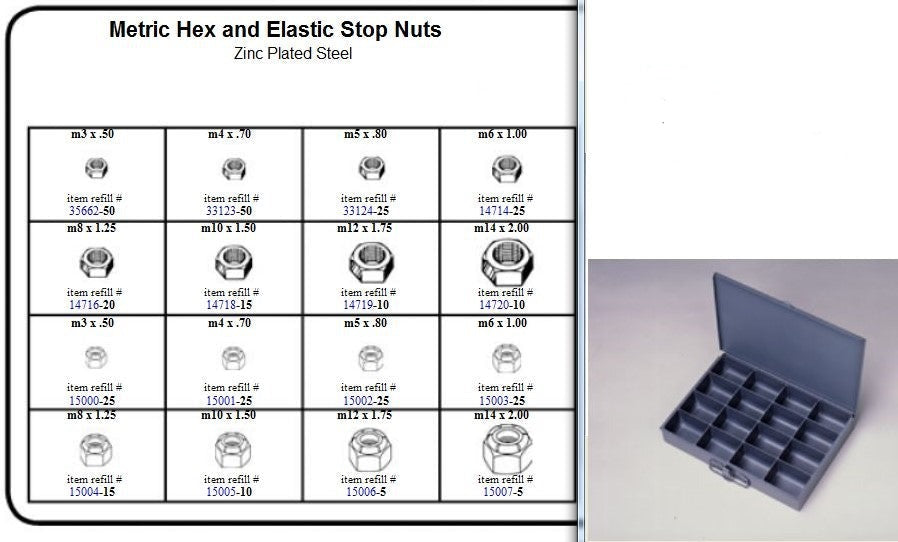 Metric Hex Nut & Nylon Lock Nut Assortment in Metal Tray Kit