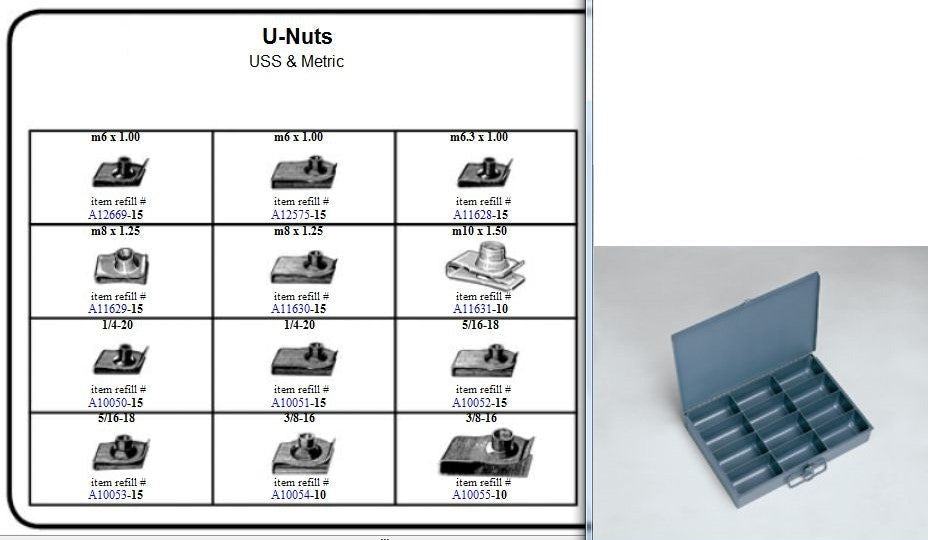 U Nut Assortment USS & Metric Metal Tray Kit U-Nuts