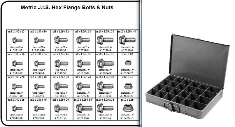 J.I.S. Flange Bolt Assortment in Metal Locking Tray