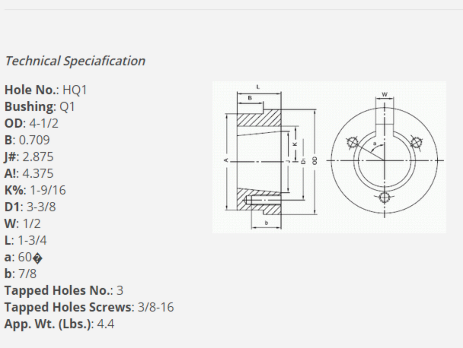 Split Taper Bushed HQ1 Weld on Hub — Red Boar Chain & Fastener