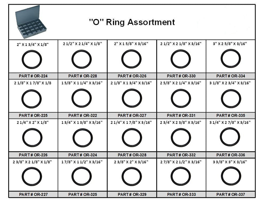 O-Ring Assortment - Large Sizes - In Large Metal Locking Tray