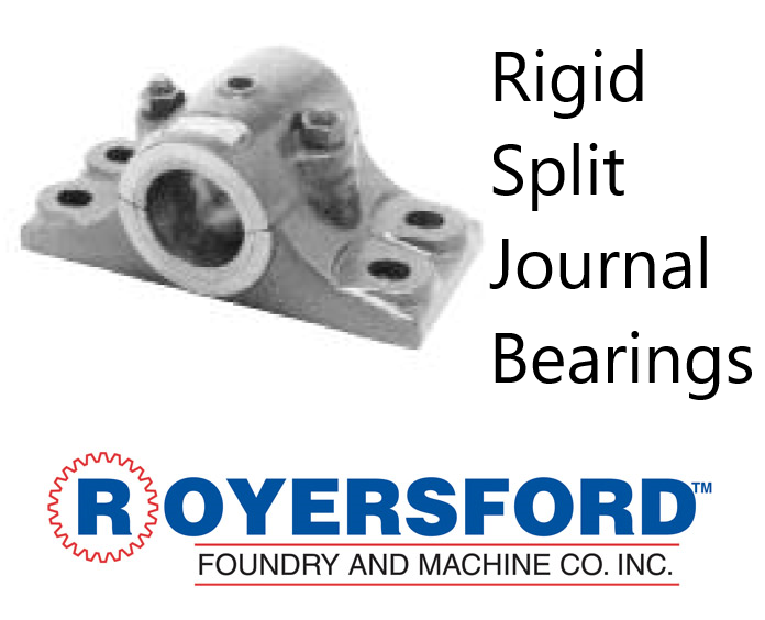 60-03-0600, Royersford Babbitt Rigid Split Journal Bearings 6" 4-Bolt Base - 4-Bolt Cap